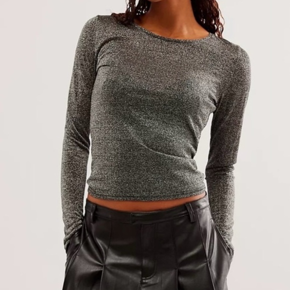 Free People Mesh So Well Layering Top | Medium | Black - Picture 1 of 6